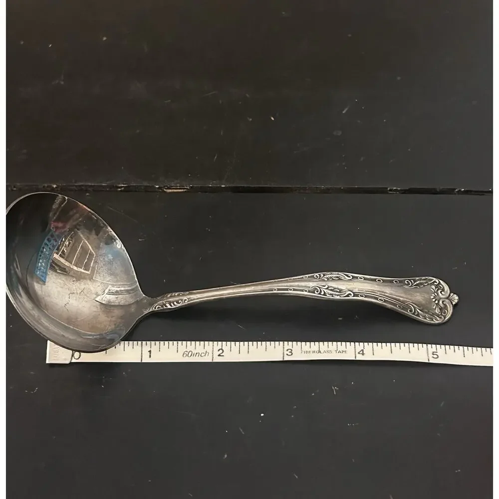 Antique National Double Tested Silverplate Queen Elizabeth Gravy Ladle